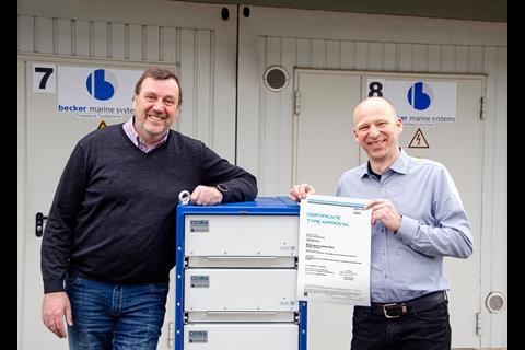 Becker Marine System's managing director Dirk Lehmann and COBRA business unit lead Godehard Gauf (credit: Becker Marine Systems)